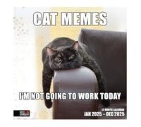 RED EMBER Cat Memes 2025 Wall Calendar 12 Month | 12" x 24" Open | Thick & Sturdy Paper | Giftable | Calendar 2025