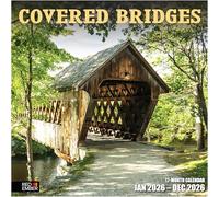 RED EMBER Covered Bridges 2026 Wall Calendar 12 Month | 12" x 24" Open | Thick & Sturdy Paper | Giftable | Calendar 2026