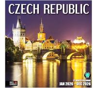 RED EMBER Czech Republic Czechia 2026 Wall Calendar 12 Month | 12" x 24" Open | Thick & Sturdy Paper | Giftable | Calendar 2026