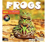 RED EMBER Frogs 2026 Mini Wall Calendar 12 Month | 7" x 14" Open | Thick & Sturdy Paper | Giftable | Calendar 2026