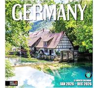 RED EMBER Germany 2026 Wall Calendar 12 Month | 12" x 24" Open | Thick & Sturdy Paper | Giftable | Calendar 2026