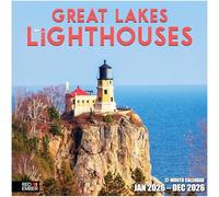 RED EMBER Great Lake Lighthouses 2026 Wall Calendar 12 Month | 12" x 24" Open | Thick & Sturdy Paper | Giftable | Calendar 2026