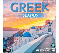 RED EMBER Greek Islands 2026 Wall Calendar 12 Month | 12" x 24" Open | Thick & Sturdy Paper | Giftable | Calendar 2026