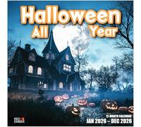 RED EMBER Halloween All Year 2026 Wall Calendar 12 Month | 12" x 24" Open | Thick & Sturdy Paper | Giftable | Calendar 2026