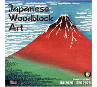 RED EMBER Japanese Woodblock Art 2026 Wall Calendar 12 Month | 12" x 24" Open | Thick & Sturdy Paper | Giftable | Calendar 2026