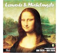 RED EMBER Leonardo & Michelangelo 2026 Wall Calendar 12 Month | 12" x 24" Open | Thick & Sturdy Paper | Giftable | Calendar 2026