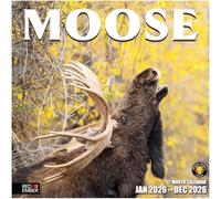RED EMBER Moose 2026 Wall Calendar 12 Month | 12" x 24" Open | Thick & Sturdy Paper | Holiday Gift | Animal Calendar 2026