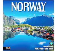 RED EMBER Norway 2026 Wall Calendar 12 Month | 12" x 24" Open | Thick & Sturdy Paper | Giftable | Calendar 2026