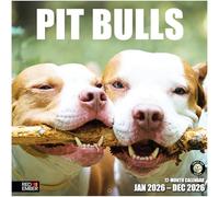 RED EMBER Pit Bulls 2026 Wall Calendar 12 Month | 12" x 24" Open | Thick & Sturdy Paper | Giftable | Calendar 2026