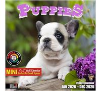 RED EMBER Puppies 2026 Mini Wall Calendar 12 Month | 7" x 14" Open | Thick & Sturdy Paper | Giftable | Calendar 2026