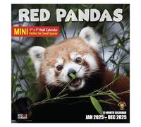 RED EMBER Red Pandas Mini 2025 Wall Calendar 12 Month | 7" x 14" Open | Thick & Sturdy Paper | Giftable | Calendar 2025