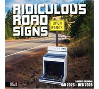 RED EMBER Ridiculous Road Signs 2026 Wall Calendar 12 Month | 12" x 24" Open | Thick & Sturdy Paper | Giftable | Calendar 2026