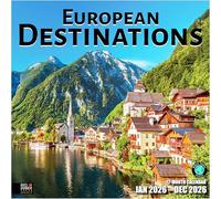 RED EMBER Select - European Destinations 2026 Wall Calendar 12 Month | 12" x 24" Open | Thick & Sturdy Paper | Giftable | Calendar 2026