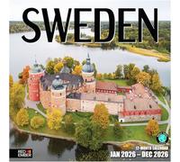 RED EMBER Sweden 2026 Wall Calendar 12 Month | 12" x 24" Open | Thick & Sturdy Paper | Giftable | Calendar 2026