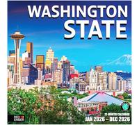 RED EMBER Washington State 2026 Wall Calendar 12 Month | 12" x 24" Open | Thick & Sturdy Paper | Giftable | Calendar 2026