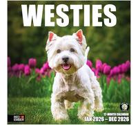 RED EMBER Westies West Highland White Terriers 2026 Wall Calendar 12 Month | 12" x 24" Open | Thick & Sturdy Paper | Giftable | Calendar 2026