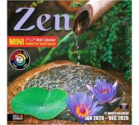 RED EMBER Zen 2026 Mini Wall Calendar 12 Month | 7" x 14" Open | Thick & Sturdy Paper | Giftable | Calendar 2026