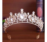 Red EN8 Blue Crystal Tiara Crown Women Girls Wedding Party Elegant Rhinestone Crown Hair Dress Jewelry gold
