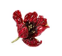 Red Enamel and Brass Poppy Flower Brooch Pin Gold Plated Pin 4.5cm x 4cm