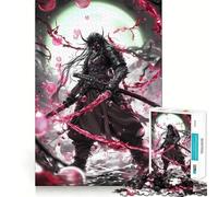 Red Energy Japanese Samurai 1000 Pieces Jigsaw Puzzles for Adults Mental Logic Toy Serene Time Firm Cut (38x52cm)