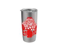 Red England Text Isolated St George Cross and Roses Stainless Steel Insulated Tumbler
