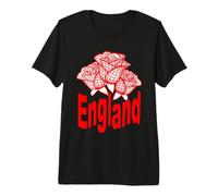 Red England Text with Abstract English Rose Premium T-Shirt