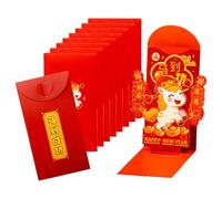 Red Envelope - 3D 2026 Chinese Lunar Pouches, 10 Pieces Red Gold Foil - for Spring Festival Celebrations, Weddings, Birthdays with Parents Family