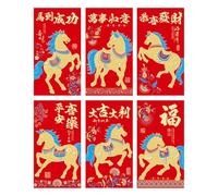 Red Envelope - 6.69 Inch Glitter Paper Pack of 6 | Money Envelopes | Chinese New Year Decoration | Glitter Paper Ornament | Money Set Offers Vibrant Cultural for Families, Children and Friends