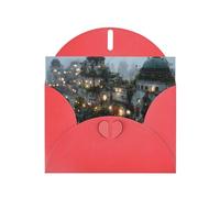 Red Envelope Greeting Cards With Unique Castle In The Sky Pattern For Write Down Your Blessings For Various Holidays
