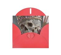 Red Envelope Greeting Cards With Unique Jewel Skull Pattern For Write Down Your Blessings For Various Holidays