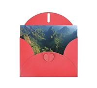 Red Envelope Greeting Cards With Unique Long Mountain Ranges Pattern For Write Down Your Blessings For Various Holidays