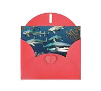 Red Envelope Greeting Cards With Unique Sharks Under The Sea Pattern For Write Down Your Blessings For Various Holidays