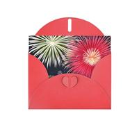 Red Envelope Greeting Cards With Unique Splendid Fireworks Pattern For Write Down Your Blessings For Various Holidays