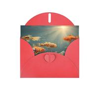 Red Envelope Greeting Cards With Unique Strange Little Fish Pattern For Write Down Your Blessings For Various Holidays
