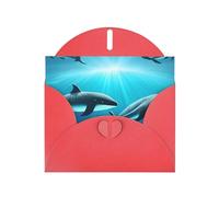 Red Envelope Greeting Cards With Unique Whales Under The Sea Pattern For Write Down Your Blessings For Various Holidays