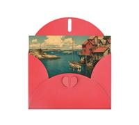 Red Envelope Greeting Cards With Unique Whispering Cove Pattern For Write Down Your Blessings For Various Holidays