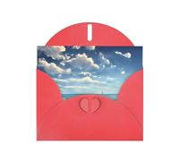 Red Envelope Greeting Cards With Unique White Clouds Over The Sea Pattern For Write Down Your Blessings For Various Holidays