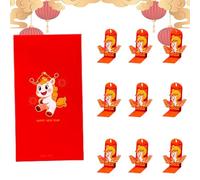 Red Envelopes - 3D Creative Fold Money Envelopes, Ten Pack New Year Blessing Pocket | Traditional Party Gift, Red Pocket Set Business Collectors Birthday Office