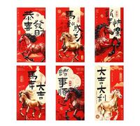 Red Envelopes, 6 Pack Gift for Party, Year of the Horse Red Envelopes 2026 | for Parties Christmas Birthday Wedding Chinese New Year Meetings