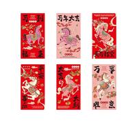 Red Envelopes 6 Pieces Horse Pattern Paper Envelopes 2026 Year Of The Horse | For Spring Party Christmas Wedding Family Boys Girls Friends