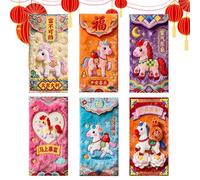 Red Envelopes Chinese | 6-Piece Good Luck Lunar Hong Bao | Year of The Horse Red Letter Envelopes,for Kids Friends Family Elders Greeting Cards Small Gift Party Favors