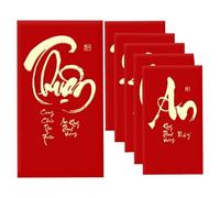 Red Envelopes Chinese - 6 Piece Traditional Money Packet Set, Vietnamese Decorative Envelopes, Festive Gift Pouches | Celebration Accessory for Children, Women, Kids, Boys, Girls, Youth, Teens, Sons,