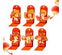 Red Envelopes Chinese - 6 Pieces Embossed 3D Horse 2026 Portable Packet | Red Chinese Envelopes | For Kids Adults Family Cash Greeting Cards Party Spring Festival Wedding Holiday Housewarming Use