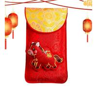 Red Envelopes Chinese - Embroidered Money Packet, Festive Cultural Gift Pouches, Premium Decorative Craft | Auspicious Celebration Present for Marriage Engagement Birthday Wedding Ceremony Men Boys