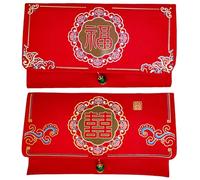 Red Envelopes Chinese Money Envelope for Wedding, New Year, Spring Festival, Fabric Dragon Phoenix Design, 7.3 x 4.5 Inches, Wedding Money Gift Holder, 2 Pack