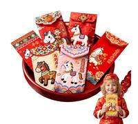 Red Envelopes Chinese New Year, Chinese Traditional Lucky Money Hong Bao Red Envelope Pockets for 2026 Spring Festival, 6 Cartoon Horse Designs for Spring Festival Wedding & Birthday Party (B)