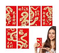 Red Envelopes - Chinese Red Envelopes | 6 X Red Envelopes For The Spring Festival, Red Lucky Money Packets, 2025 Gold Foil Year Of The Snake Red Envelope, Red Envelopes For The Chinese New Year