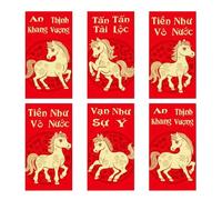 Red Envelopes Chinese, Year of The Horse 2026, Decorative Envelopes Vietnamese, Elements Money Pockets, Elegant Greeting Gift, for Chinese New Year, Wedding, Gift Giving, Special Occasion