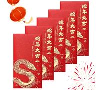 Red Envelopes for Chinese New Year 2025 Snake, Chinese Red Envelope, 5 x Snake Red Envelopes, 2025 Lucky Money Red Package, Red Pocket Envelopes for the Year of the Snake for Chinese
