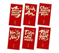 Red Envelopes For Chinese New Year - 6 Pieces Money Pack With Vietnamese Luck - Chinese New Year Envelopes 2026 | for Spring Festival, Weddings, Birthdays, Parties and Good Luck